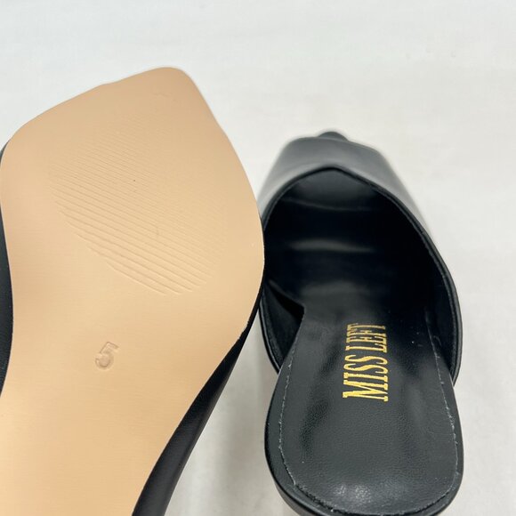 Miss Left Black Peep Toe Cutout Mules Slip On High Heel Slide Sandal Dressy Shoe - Picture 6 of 8